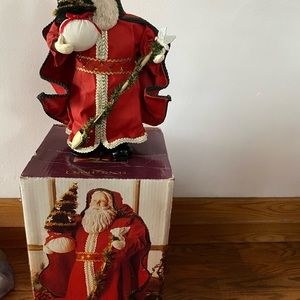 Grandeur Noel Fabric Mache Old World Style Santa with Hooded Cloak Vintage